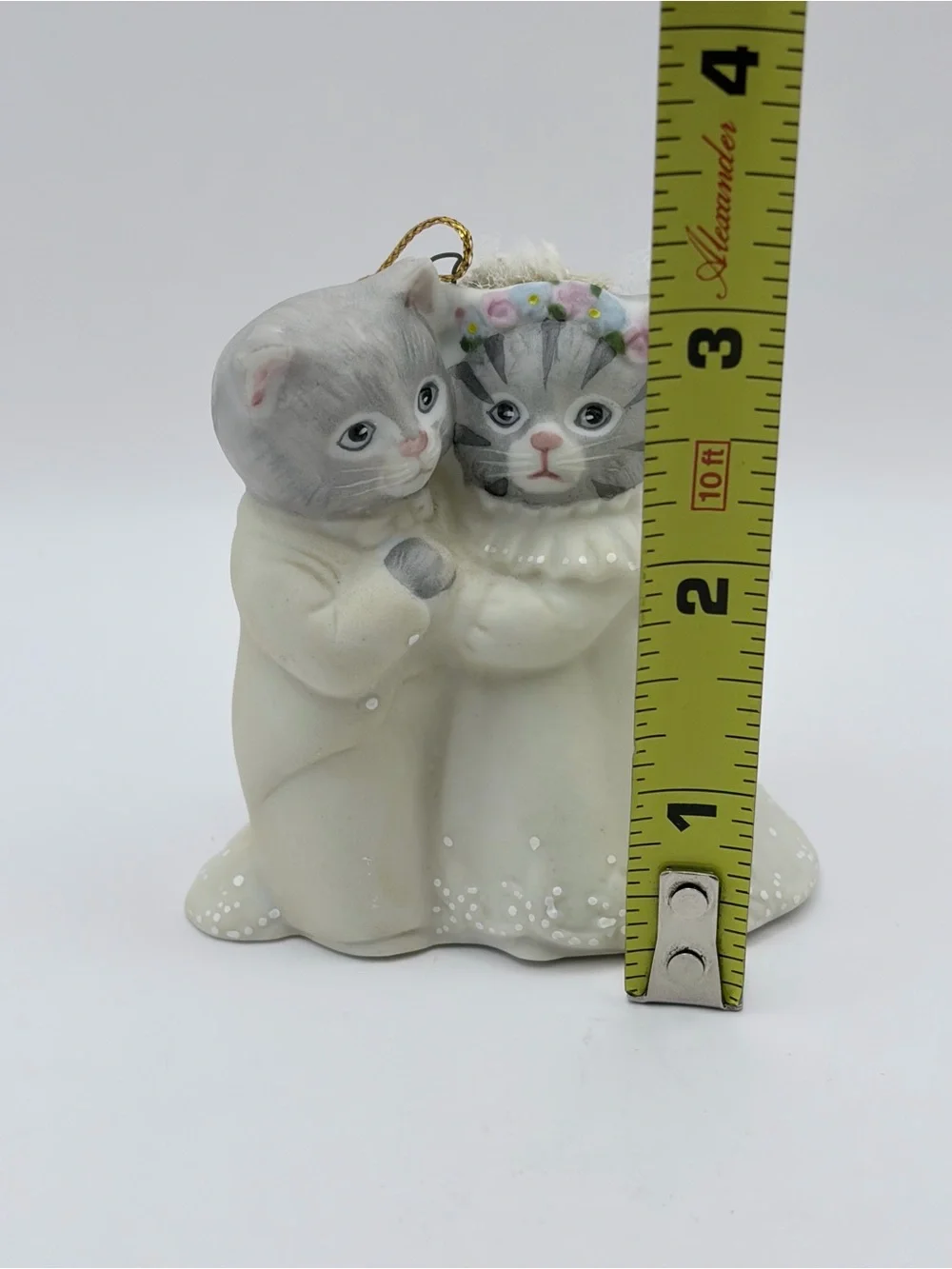 Vintage Cat Bride & Groom Ornament 1987 Wedding Kitty Cucumber Schmid B Shackman